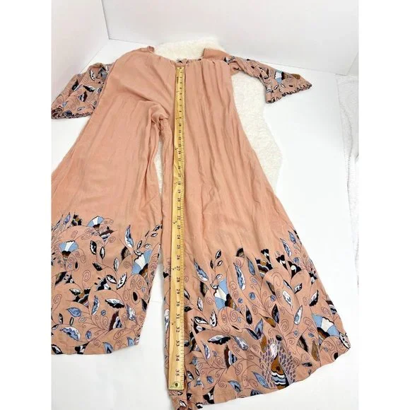 Jaase Wide Leg Floral Jumpsuit Anthropologie Size Small Pink Blue Bohemian - Picture 9 of 13